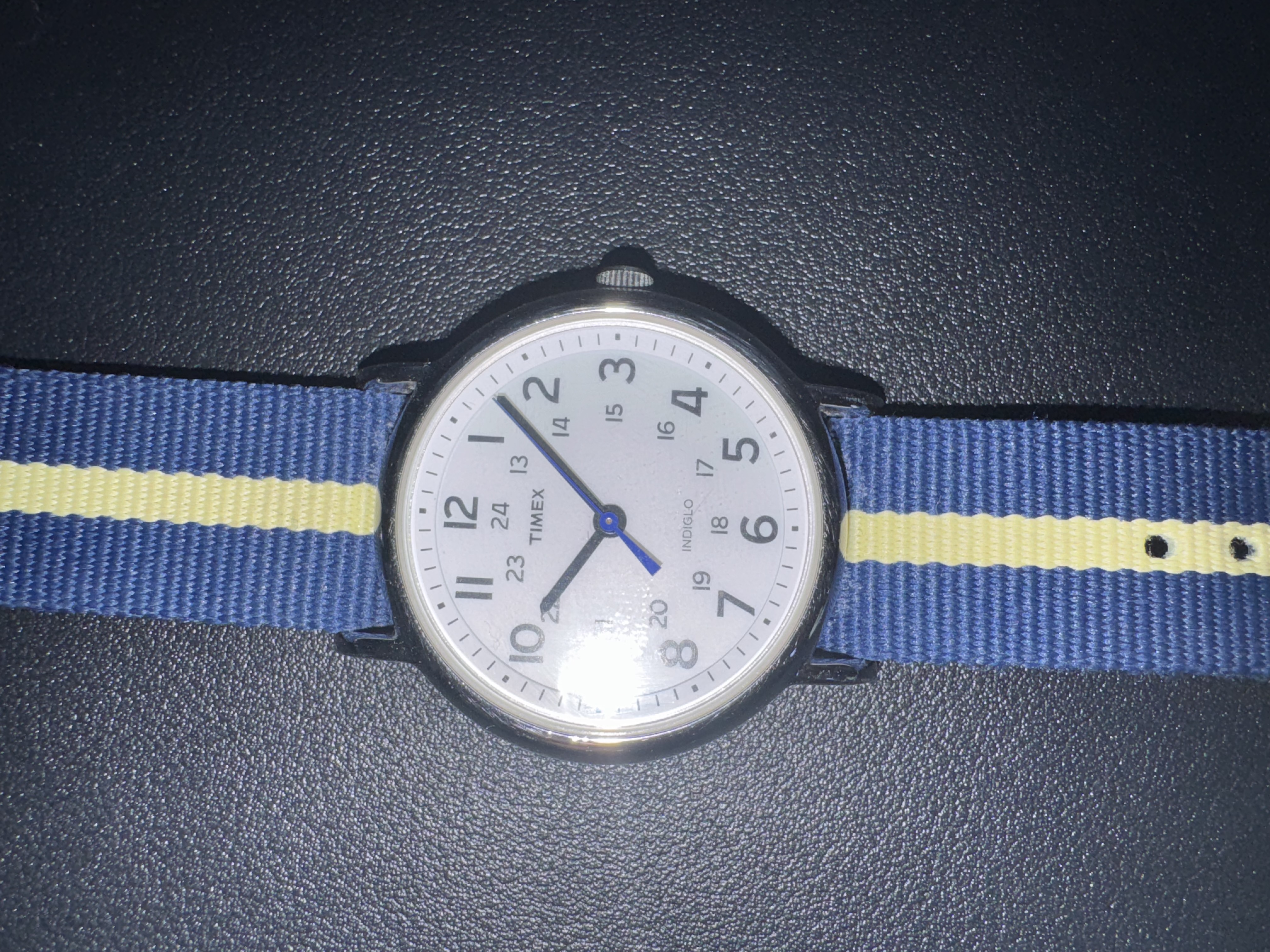 Notice how the blue's on the strap match the second hand